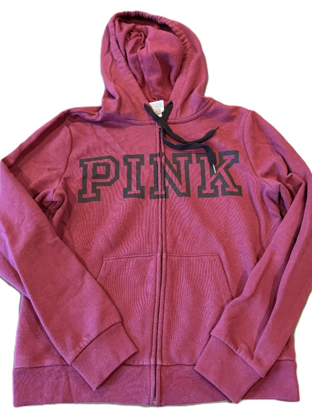 PINK by Victoria's Secret Women's Maroon Full Zip Hooded Sweatshirt Size Medium